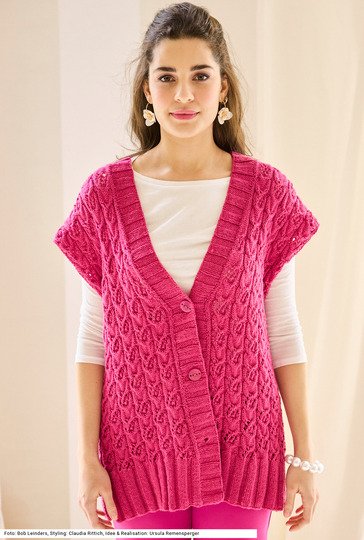 Weste mit Zopfajourmuster