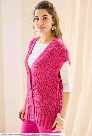 Weste mit Zopfajourmuster