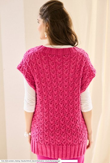 Weste mit Zopfajourmuster