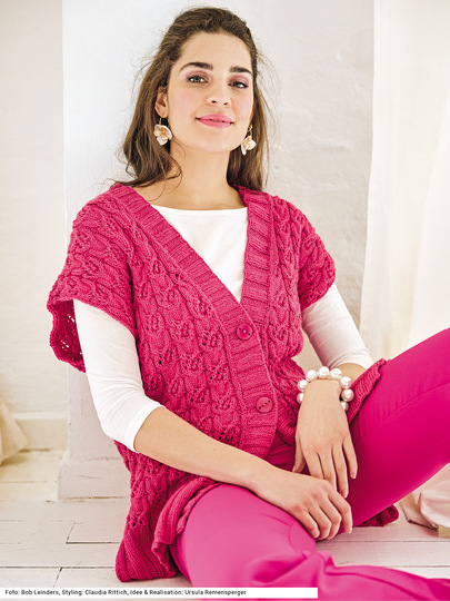 Weste mit Zopfajourmuster