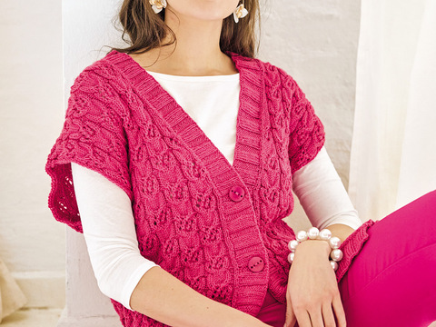 Weste mit Zopfajourmuster