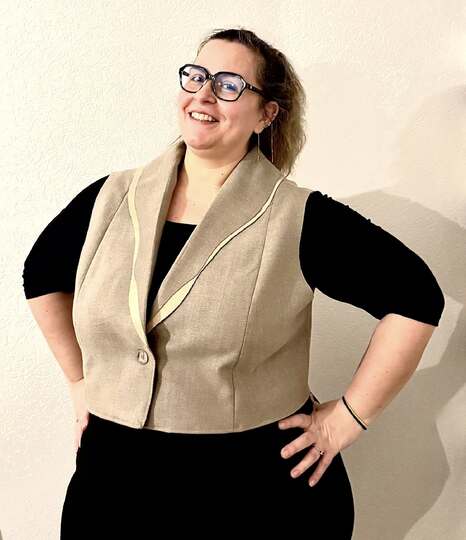 Kalmia Vest with Double Wave Shawl Collar