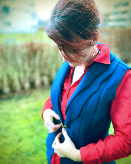 Kalmia Vest with Double Wave Shawl Collar