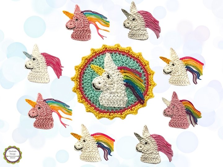 Crochet Pattern Unicorn Crochet Patch Applique PDF