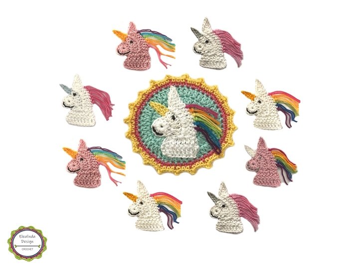 Häkelanleitung Einhorn Aufnäher Button Häkelapplikation