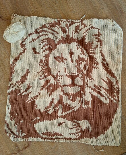 Teppich /Bettvorleger Löwe Häkelanleitung Tapestry Technik