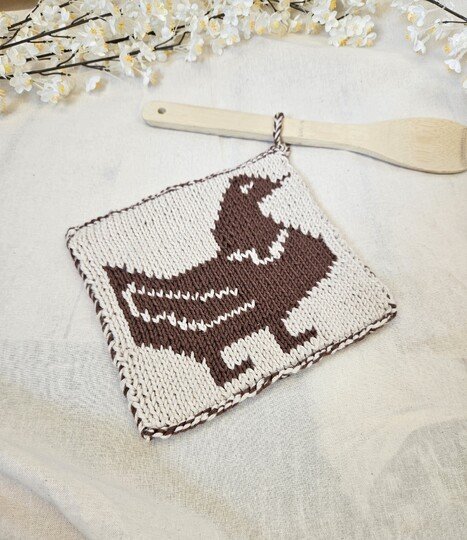 Chicken Pot Holder in Double-Face Knitting Technique inkl. Tutorial