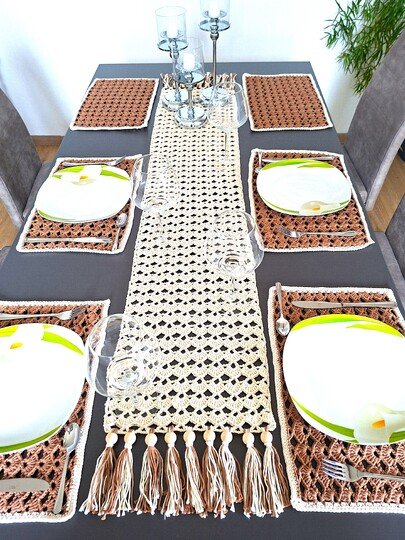 Häkelanleitung Tischläufer und Platzsets im Set