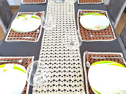 Häkelanleitung Tischläufer und Platzsets im Set