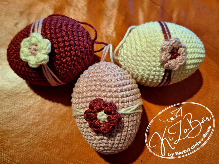 Ostereier mit Blume - Anleitung zum umhäkeln von Styroporeiern in 2 Größen