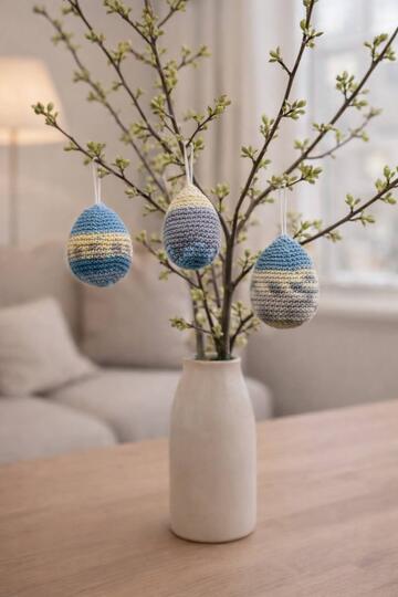 kostenlose Häkelanleitung: Ostereier aus Sockenwolle zur Resteverwertung
