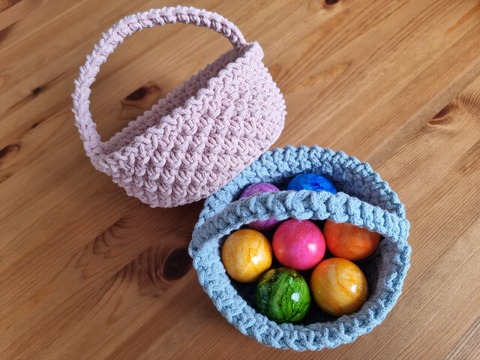 Osterkorb & Utensilo häkeln Anleitung PDF modernes Osterkörbchen mit Henkel