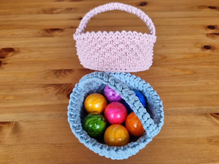 Osterkorb & Utensilo häkeln Anleitung PDF modernes Osterkörbchen mit Henkel