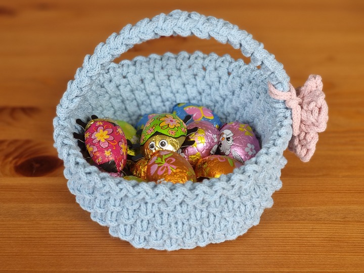Osterkorb & Utensilo häkeln Anleitung PDF modernes Osterkörbchen mit Henkel
