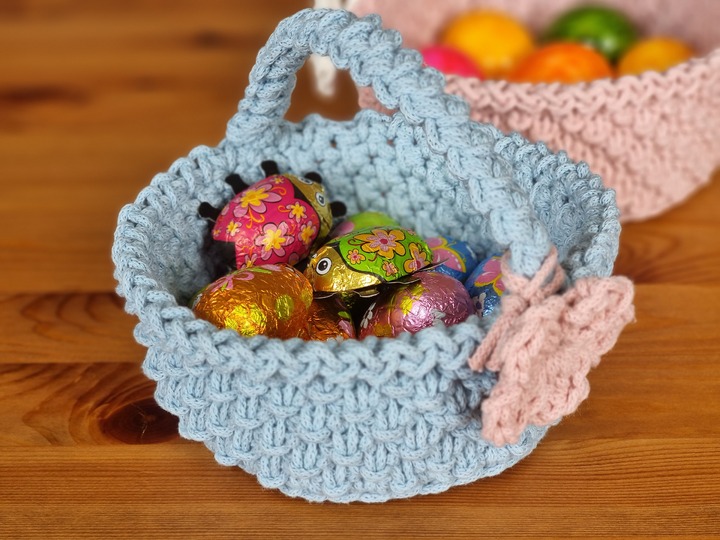 Osterkorb & Utensilo häkeln Anleitung PDF modernes Osterkörbchen mit Henkel