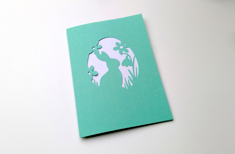 Karte Hase mit Blumen Plotterdatei SVG DXF