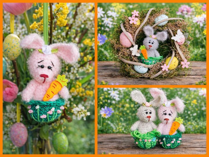 Hase Anhänger oder Dekofigur Ostern Frühling komplett gehäkelt