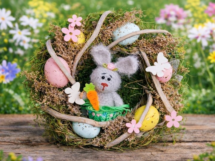 Hase Anhänger oder Dekofigur Ostern Frühling komplett gehäkelt