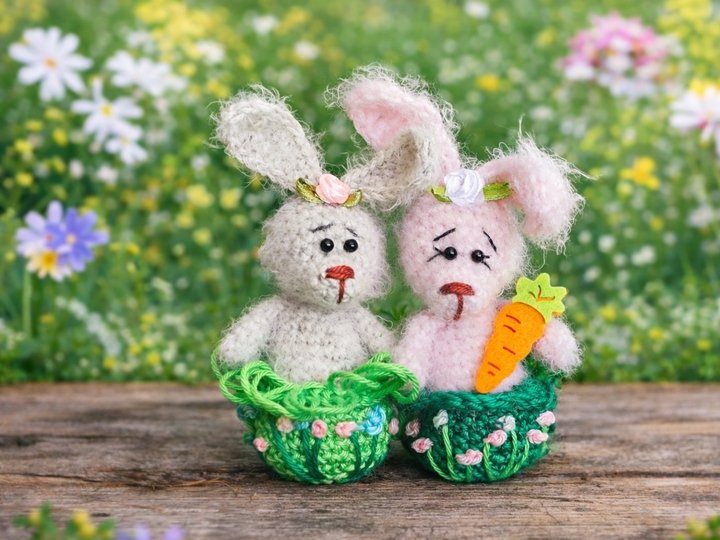 Hase Anhänger oder Dekofigur Ostern Frühling komplett gehäkelt