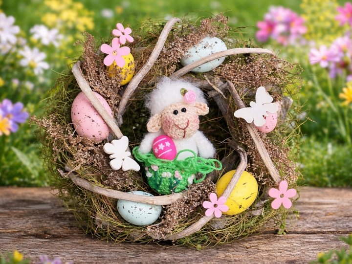 Schaf Anhänger oder Dekofigur Ostern Frühling komplett gehäkelt