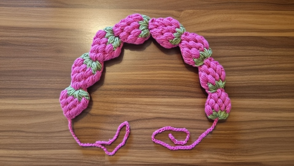 Crochet Strawberry Hair Band Pattern – PDF + Video Tutorial (English Only)
