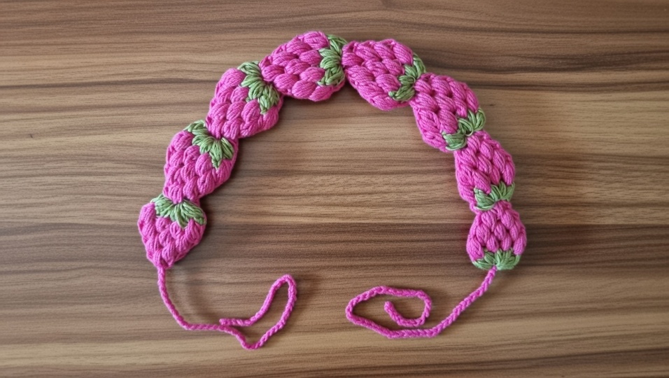 Crochet Strawberry Hair Band Pattern – PDF + Video Tutorial (English Only)