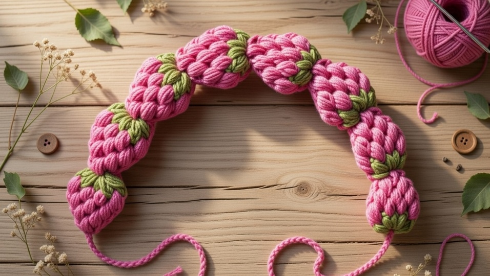 Crochet Strawberry Hair Band Pattern – PDF + Video Tutorial (English Only)