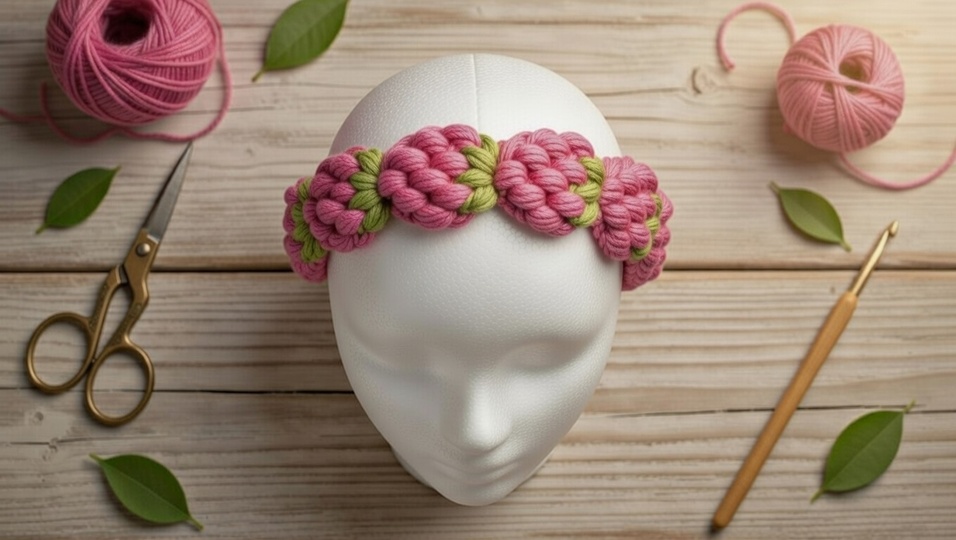 Crochet Strawberry Hair Band Pattern – PDF + Video Tutorial (English Only)