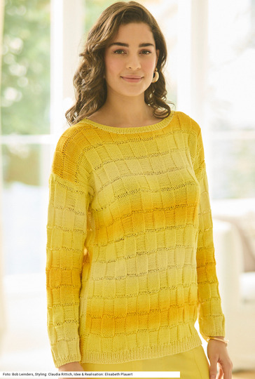 Pulli im Schachbrettmuster mit Fallmaschen