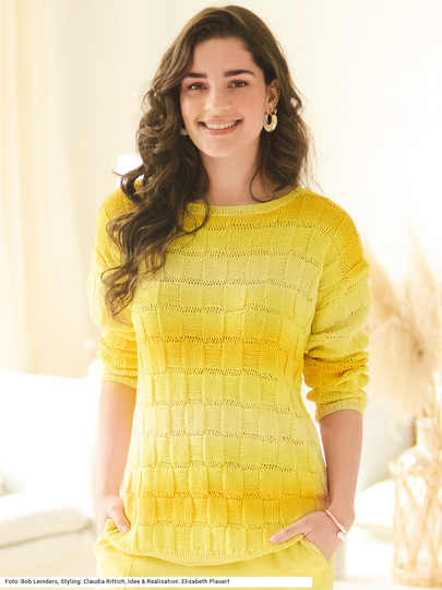 Pulli im Schachbrettmuster mit Fallmaschen