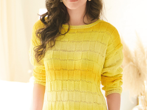 Pulli im Schachbrettmuster mit Fallmaschen