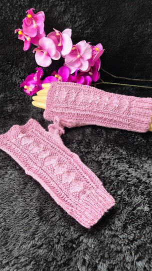 Handstulpen mit eingestrickten Perlen,  digitale  deutsche Anleitung