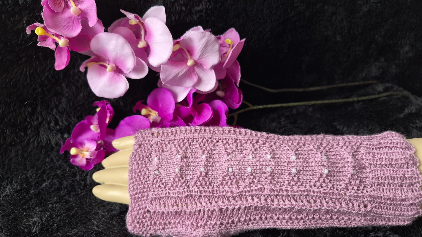 Handstulpen mit eingestrickten Perlen,  digitale  deutsche Anleitung - Bild 3