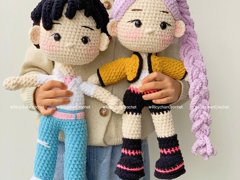 Bundle 2in1 Crochet Doll Pattern – Amigurumi Kpop Couple