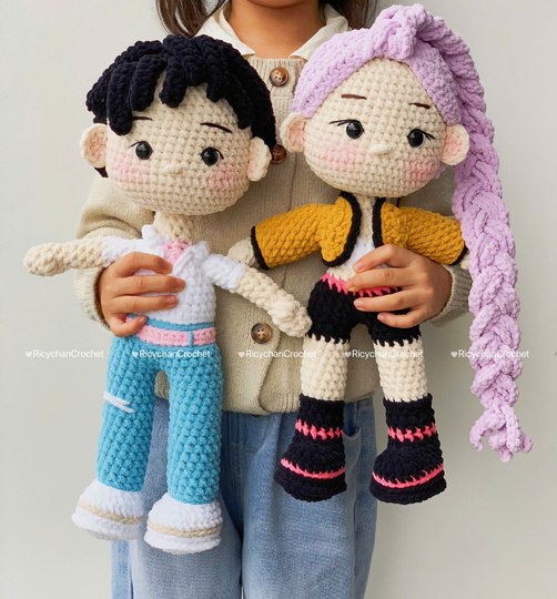 Bundle 2in1 Crochet Doll Pattern – Amigurumi Kpop Couple
