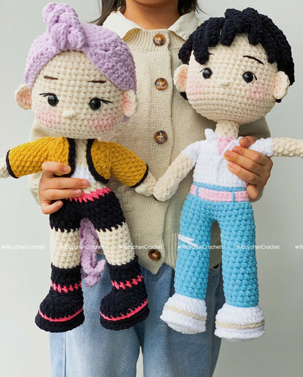 Bundle 2in1 Crochet Doll Pattern – Amigurumi Kpop Couple