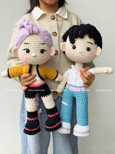 Bundle 2in1 Crochet Doll Pattern – Amigurumi Kpop Couple