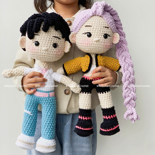 Bundle 2in1 Crochet Doll Pattern – Amigurumi Kpop Couple