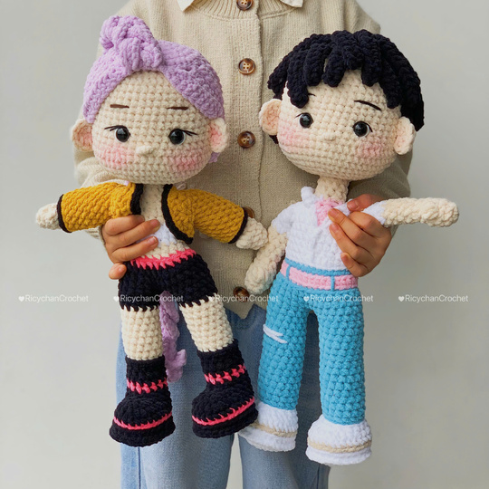 Bundle 2in1 Crochet Doll Pattern – Amigurumi Kpop Couple