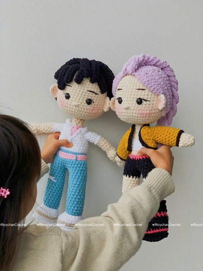 Bundle 2in1 Crochet Doll Pattern – Amigurumi Kpop Couple