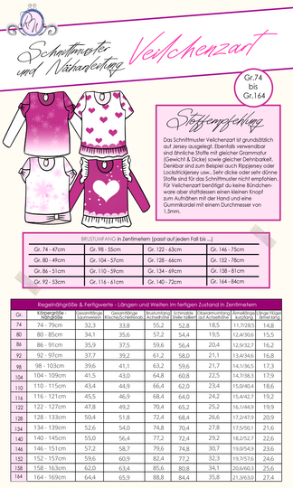 E-Book Schnittmuster Veilchenzart Gr. 74 bis 164