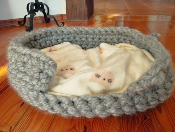 Fingerhäkeln gemützlichen Katzenkorb