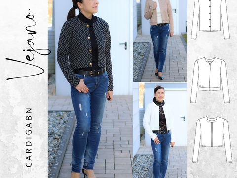 Ebook Cardigan VEJANO Gr. 34-54 Schnittmuster PDF