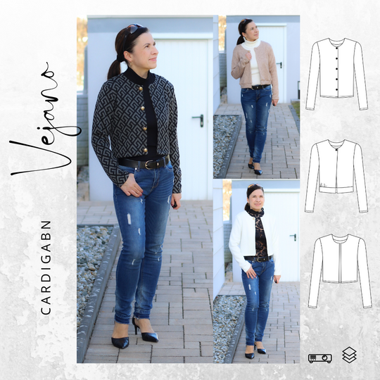 Ebook Cardigan VEJANO Gr. 34-54 Schnittmuster PDF