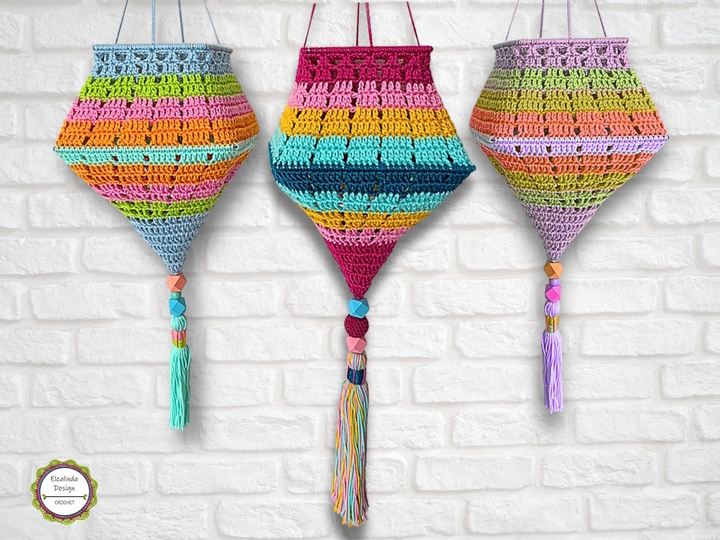 Häkelanleitung Boho Lampion "Melli" eckige Form