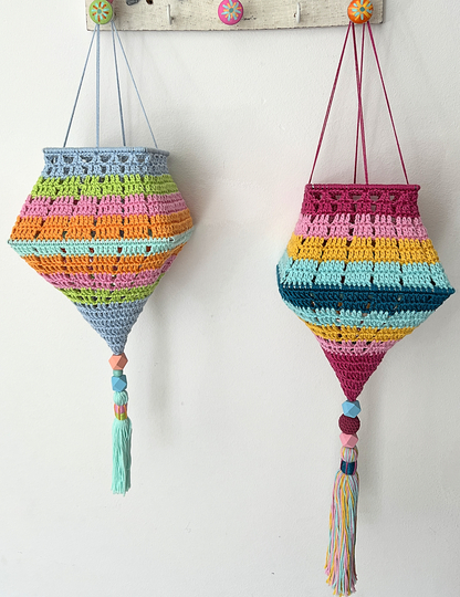 Crochet pattern Boho Lantern "Melli", Square shaped Lampions, PDF Tutorial