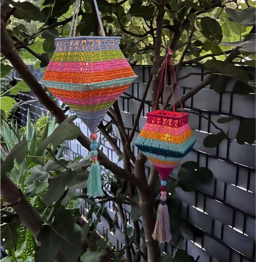 Crochet pattern Boho Lantern "Melli", Square shaped Lampions, PDF Tutorial