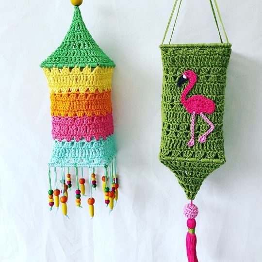 Crochet pattern Boho Square Lantern, square shaped lamp