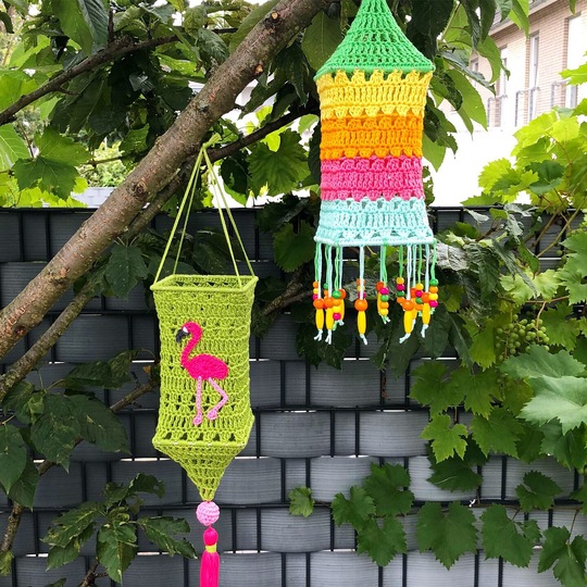 Crochet pattern Boho Square Lantern, square shaped lamp