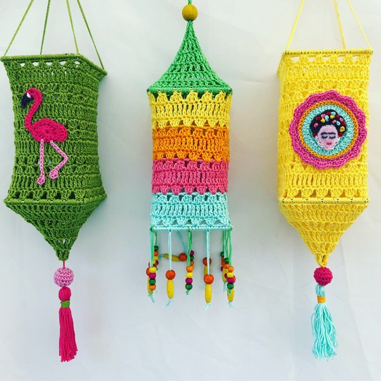 Crochet pattern Boho Square Lantern, square shaped lamp